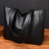 Solid PU Leather Women Shoulder Bag Zipper Handbag