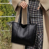 Solid PU Leather Women Shoulder Bag Zipper Handbag