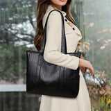 Solid PU Leather Women Shoulder Bag Zipper Handbag