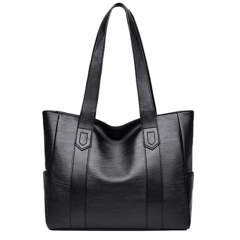 Solid PU Leather Women Shoulder Bag Zipper Handbag