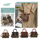 Leopard Print Pleated Top-Handle Bag for Women