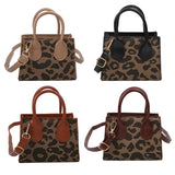 Leopard Print Pleated Top-Handle Bag for Women