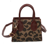 Leopard Print Pleated Top-Handle Bag for Women