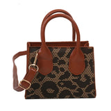 Leopard Print Pleated Top-Handle Bag for Women