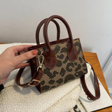 Leopard Print Pleated Top-Handle Bag for Women