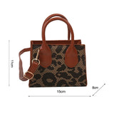 Leopard Print Pleated Top-Handle Bag for Women