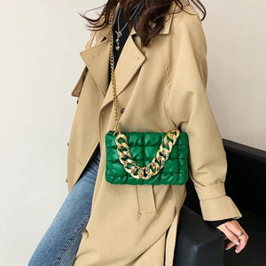 Retro Shoulder Bag Square Lattice Pattern Crossbody Bag