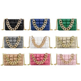 Retro Shoulder Bag Square Lattice Pattern Crossbody Bag