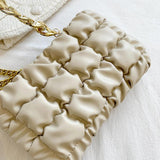 Retro Shoulder Bag Square Lattice Pattern Crossbody Bag