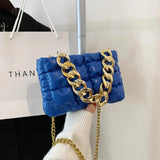 Retro Shoulder Bag Square Lattice Pattern Crossbody Bag