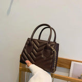 Embroidery Shoulder Bag Chain Strap Crossbody Bags For Women Solid PU Leather