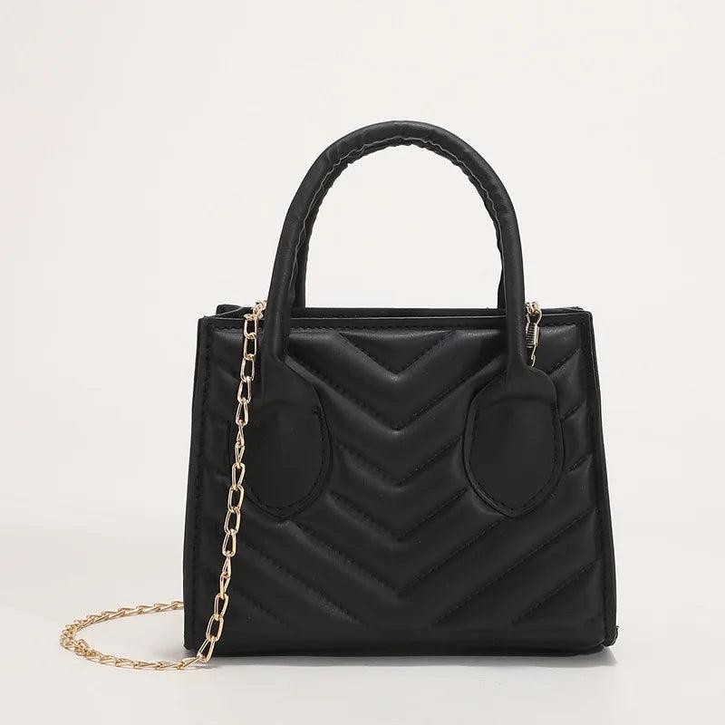 Embroidery Shoulder Bag Chain Strap Crossbody Bags For Women Solid PU Leather