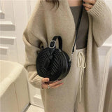 Circular Shoulder Bag Ladies Handbags Stripe Crossbody Bags For Women