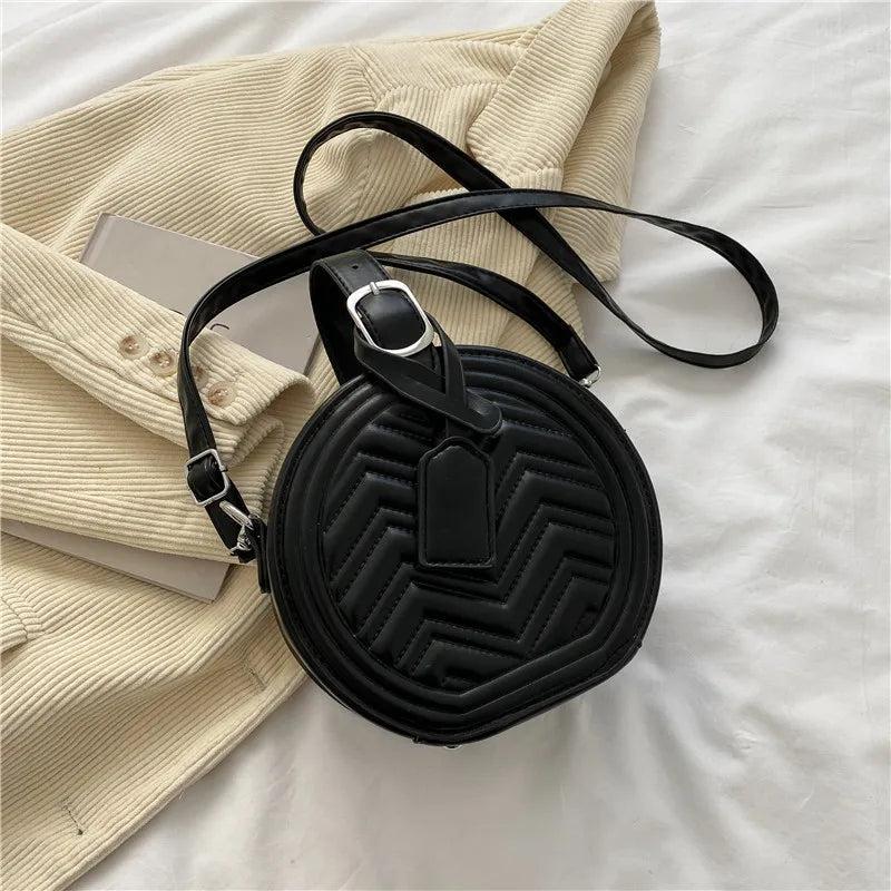 Circular Shoulder Bag Ladies Handbags Stripe Crossbody Bags For Women