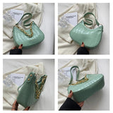 Chain Decoration Women Shoulder Bag Casual Crossbody Bags Solid Pu Leather
