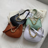 Chain Decoration Women Shoulder Bag Casual Crossbody Bags Solid Pu Leather