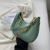 Chain Decoration Women Shoulder Bag Casual Crossbody Bags Solid Pu Leather