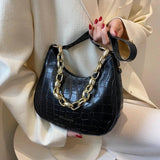 Chain Decoration Women Shoulder Bag Casual Crossbody Bags Solid Pu Leather