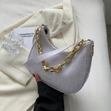 Chain Decoration Women Shoulder Bag Casual Crossbody Bags Solid Pu Leather