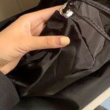 Nylon Bucket Shoulder Bag Soft Purses Tote Solid Zipper Handbag