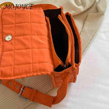 Embroidered Rhombus Flap Handbags with Adjustable Strap