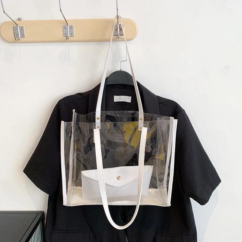 Transparent PVC Bag Clear Handbag Set of 2