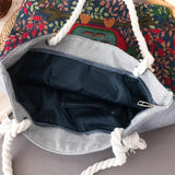 Embroidered Owl Shoulder Bag, Large Capacity, Casual Canvas, Women's Handbag