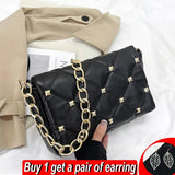 Embroidery Thread Chains Shoulder Bag Diamond Armpit Bag Women Wallet Ladies