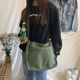 Female Canvas Messenger Bag Student Handbag Magnetic Buckle Open Packet