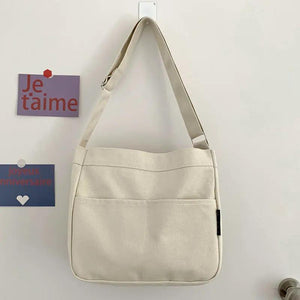 Female Canvas Messenger Bag Student Handbag Magnetic Buckle Open Packet