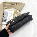 Thick Chains Shoulder Bag PU Leather Flap Underarm Bag Diamond Armpit Handbag