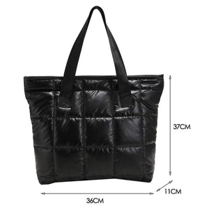 Winter Women Quilted Padded Purse Handbag Top-handle Shoulder Bag