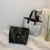Winter Women Quilted Padded Purse Handbag Top-handle Shoulder Bag