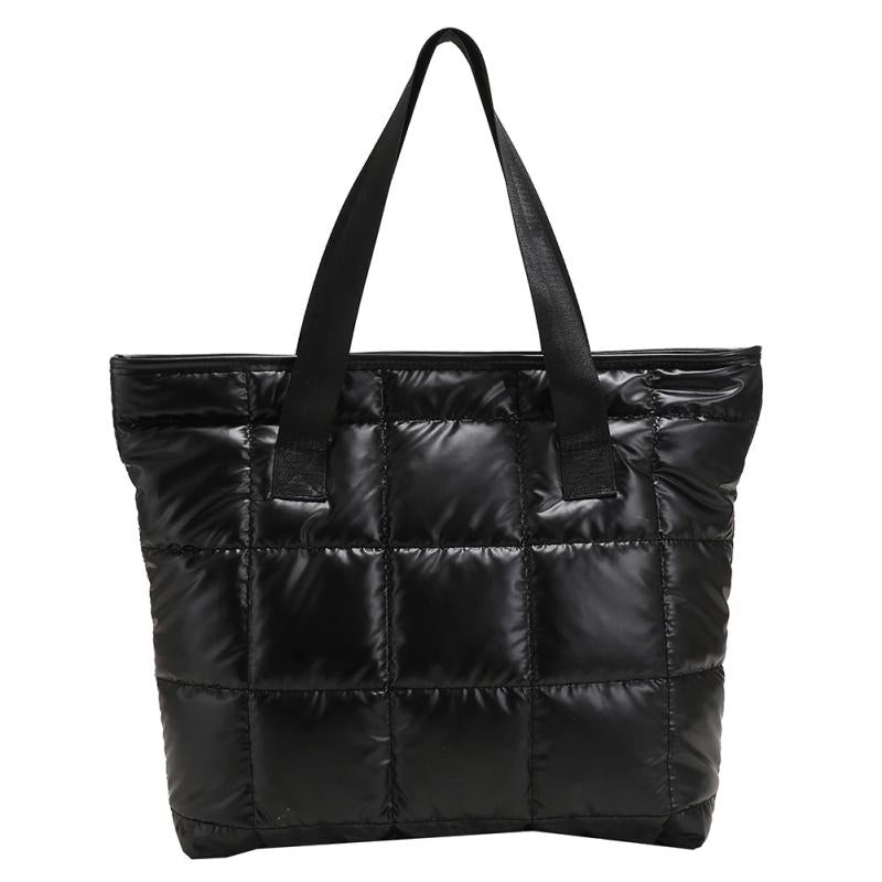 Winter Women Quilted Padded Purse Handbag Top-handle Shoulder Bag