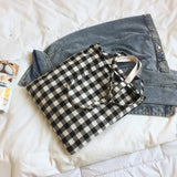 Women's Plaid Canvas Shopping Shoulder Bag Large-capacity Handbag