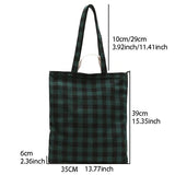 Women's Plaid Canvas Shopping Shoulder Bag Large-capacity Handbag