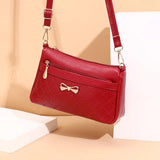 Diagonal PU Lychee Shoulder Crossbody Bag Multi-layer Casual Lady Bag