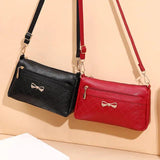 Diagonal PU Lychee Shoulder Crossbody Bag Multi-layer Casual Lady Bag