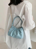Pleated Top Handle Bag Women's Shoulder Crossbody PU Leather Handbag