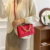 Plaid Shoulder Bag Women Chains PU Leather Crossbody Handbag