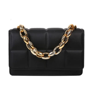Plaid Shoulder Bag Women Chains PU Leather Crossbody Handbag