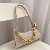 PU Leather Chain Shoulder Handbags Crocodile Pattern Female Underarm Bags
