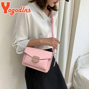 Braided Strap Women PU Leather Crossbody Bags Solid