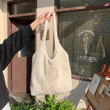 Japanese Cartoon Embroidery Large Capacity Ladies Book Bag