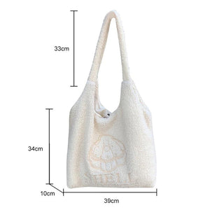 INS Mermaid Dolphin Print Tote Bag Soft Plush Shoulder Bag