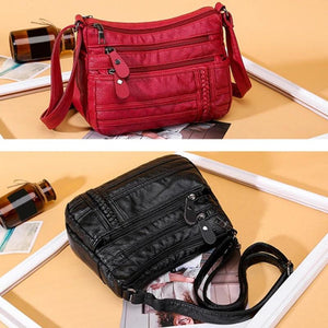 Large Capacity Soft Leather Shoulder Bag Multi-Compartment High Quality