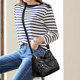 Large Capacity Soft Leather Shoulder Bag Multi-Compartment High Quality