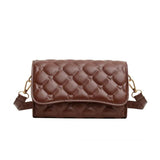Women's Shoulder Bag Pu Leather Lingge Pattern Small Straddle Bag