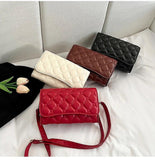 Women's Shoulder Bag Pu Leather Lingge Pattern Small Straddle Bag