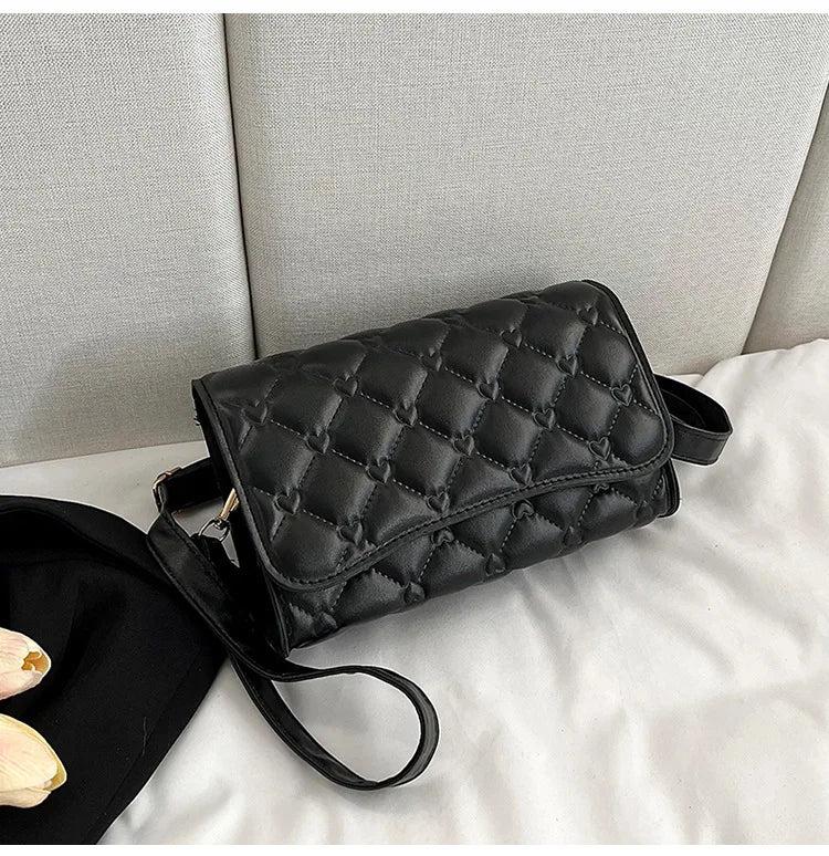 Women's Shoulder Bag Pu Leather Lingge Pattern Small Straddle Bag